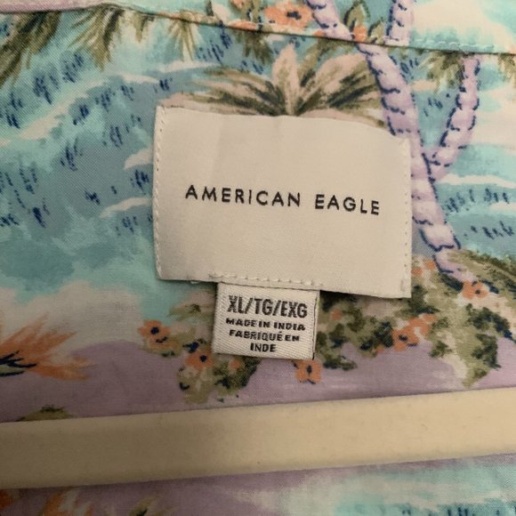 American Eagle Outfitters Tropical Print Button Down Shirt - Pastel - Picture 3 of 3